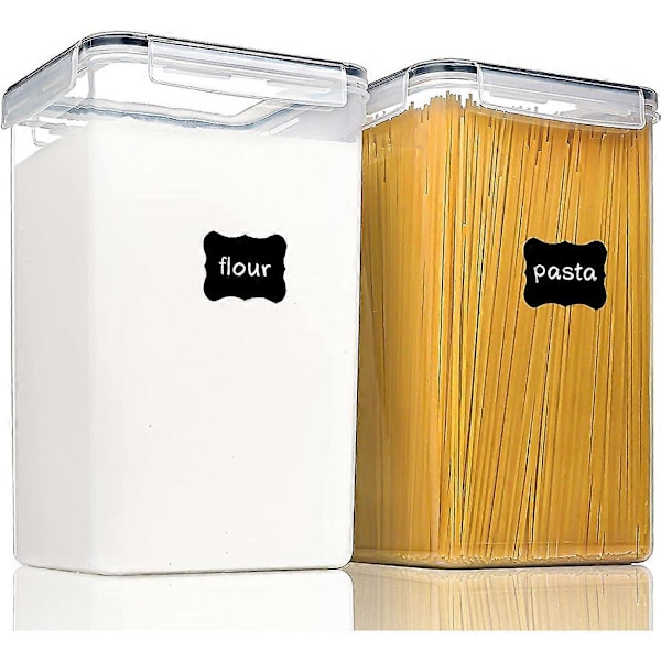 2 STK Store Matbeholdere med Lokk Lufttette 6,5L, for Mel, Sukker, Bakeutstyr og Tørrvarer
