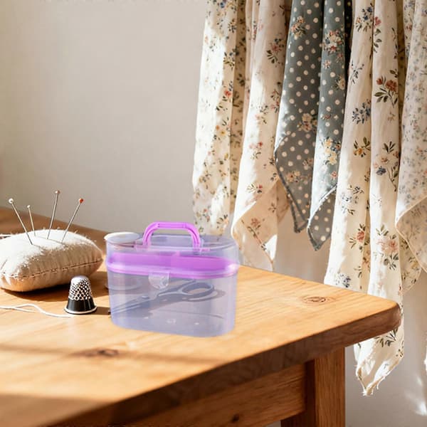 Transparent plastfodral för sybehör för förvaring bärbar