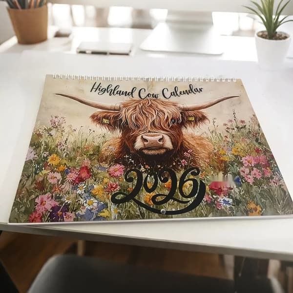 2026 Highland Ko Väggkalender - 1