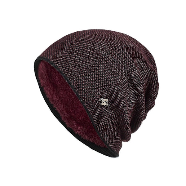 Varm vintermössa för män, stickad casual beanie i bomull och ull