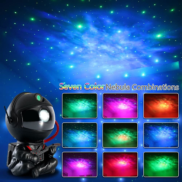 Galaxprojektor, Astronaut Stjärnprojektor, Barnrumsnattlampa, Vuxenlekrum, Tak, Rumsdekoration Svart