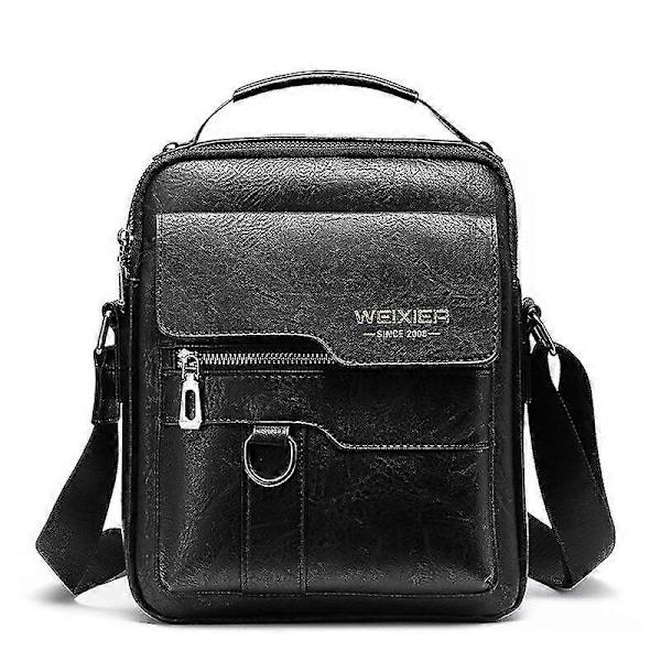 Olkalaukku Miehet Pu Nahka Messenger-laukku Satchel Crossbody Käsilaukku Sling-laukut Black