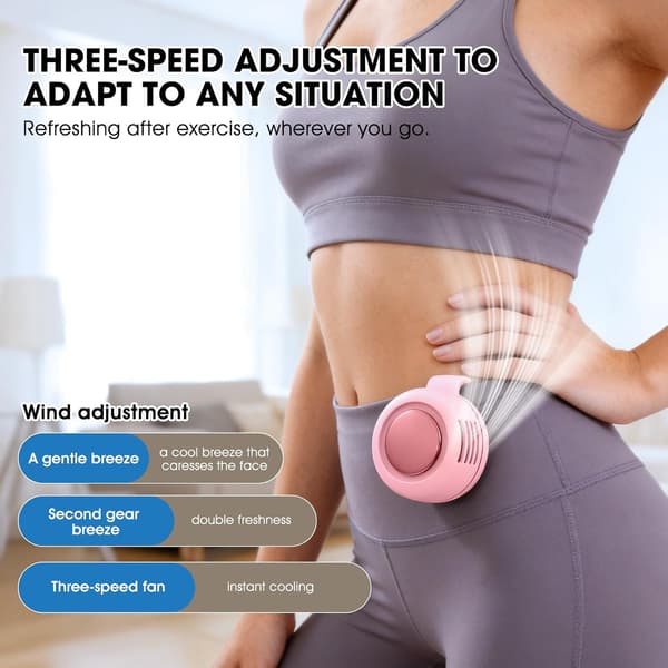 Mini Bladeless Clip-On Ventilator, 3-Hastigheds Bærbar Ventilator til Skjorte, Lille Håndfri Ventilator til Rejser og Kontor Beige