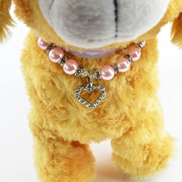 Litet hundhalsband med pärlor och strass justerbart halsband för kattvalp Chihuahuapudel Pomeranin