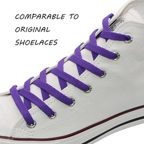 Platt skosnören för sneakers, enkellagers 8mm polyester plattfärgad skosnöre, lila, med en längd på 54 tum / 137 cm.