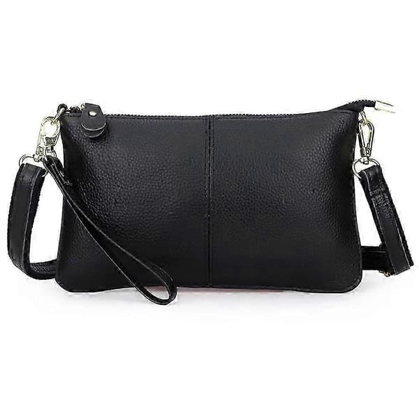 Liten Crossbody-väska för kvinnor Läderplånböcker Axelväskor Handledsväska Clutch Handväskor Black