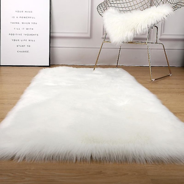 Matta för Vardagsrum 160x230 Modern Plysch Mjuk Fluffig Sovrum Sängmatta Burspråk Soffa Stol Pad Vit Grå Stora Mattor white 200x80cm