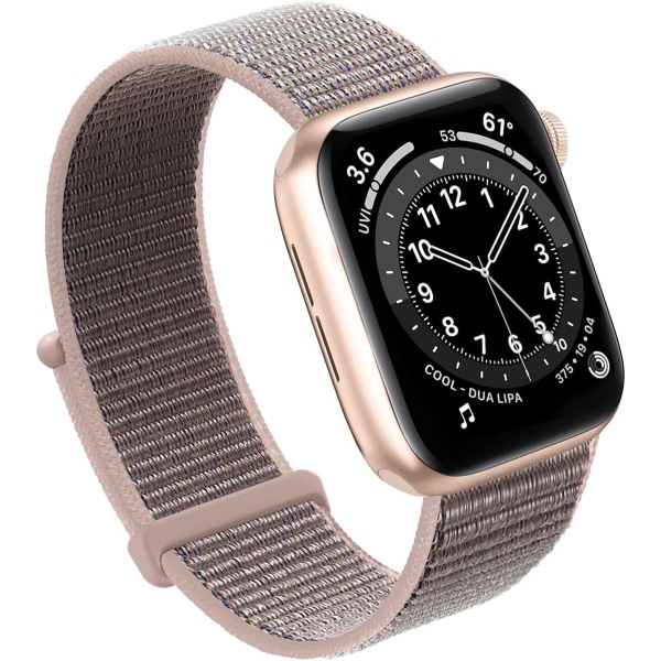 Kompatibel med Apple Watch Band, Dam Herr Sport Nylon Loop Strap för iWatch Series Ultra 8 7 6 5 4 3 2 1 SE (38/40/41mm, Rosa Sand)