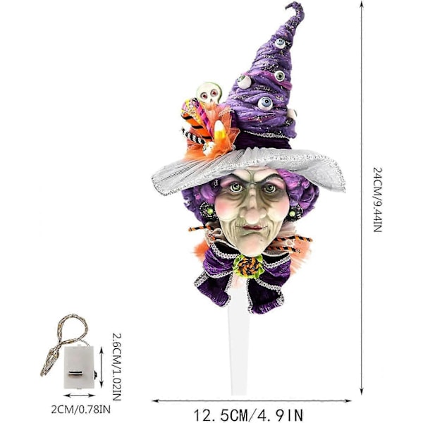 Halloween-noitapuutarhakoristeet, Halloween-koristeet, valaistut Halloween-noitafiguurit maapiikeillä