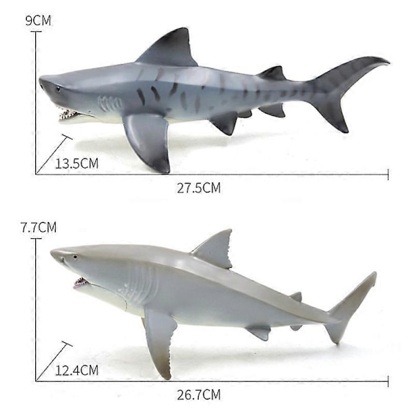 Megalodon Tigerhaj VitHaj Marin Djurdocka Samling Leksak PresentHaj Dekoration Modell Megalodon