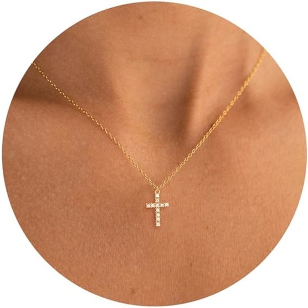 18k guld/silverpläterad enkel onda öga turkos korshänge Choker halsband Enkelt litet halsband för kvinnor tjejer
