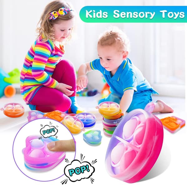 Pop Fidget Nyckelring 30-pack Mini Fidget Leksaker Bulk Partyfavörer för Barn 4-8, 8-12 År Pojkar Flickor Push Pops Bulk Leksaker Små Priser för