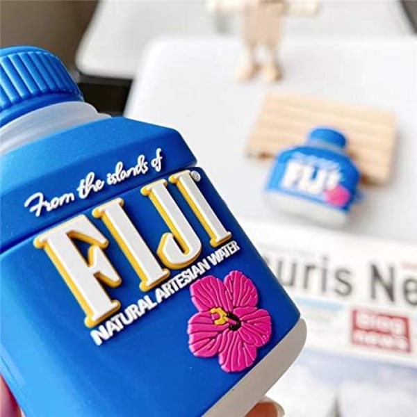 Sød etui til Airpods 1, 2, 3D Fijiwater design silikone etui beskyttende stødsikre covers med nøglering til Airpods øretelefoner