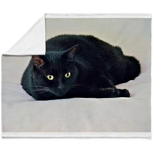 Sort Kat! Kastetæppe Superblødt Fleece Plys Kastetæppe - ORFM344 60x50in 150x125cm
