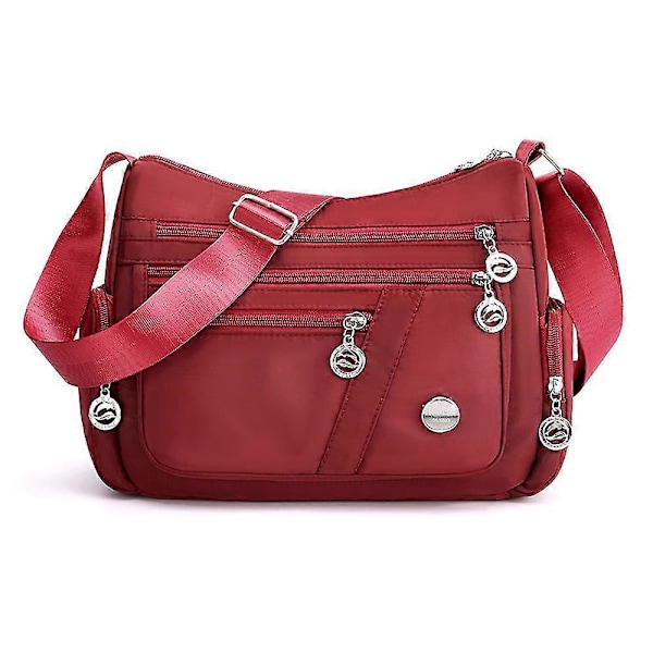 Damväska i Canvas med Flera Fack, Axelväska, Vattentät Messenger Bag Red