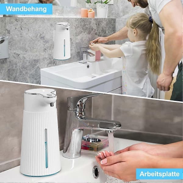 Automatisk såpedispenser, automatisk veggmontert såpedispenser, 400 ml USB oppladbar elektrisk såpedispenser