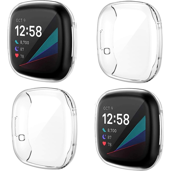 4-pak skjermbeskytterdeksel kompatibelt med Fitbit Sense / Versa 3, mykt TPU-belagt støtfangerbeskyttende deksler