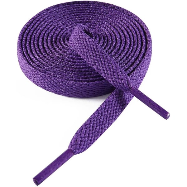 Litteiset, litteät violetit nauhat lenkkareihin, yksikerroksiset 8 mm polyesteristä valmistetut litteät värilliset nauhat, violetit, pituus 71 tuumaa / 180 cm.