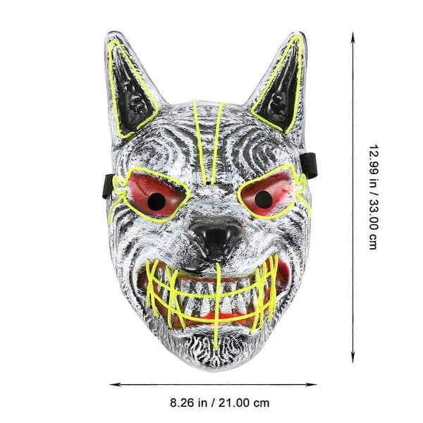 Lysende Ulvehode Halloweenmaske for Fest Skremmende LED-dekorasjon