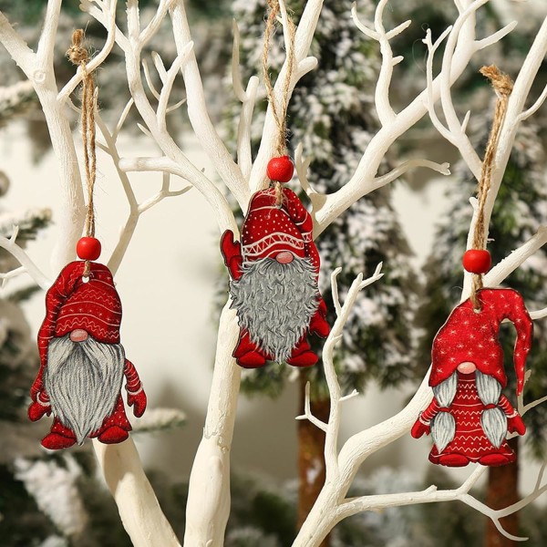 Trätomtar för träd, set av 9 atmosfäriska träträddekorationer till jul | Kreativa gåvor-C