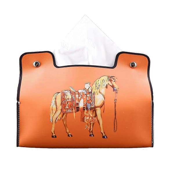 Retro Møbel Servietboks Læder Servietholder Skrivebord Universal Organizer, C