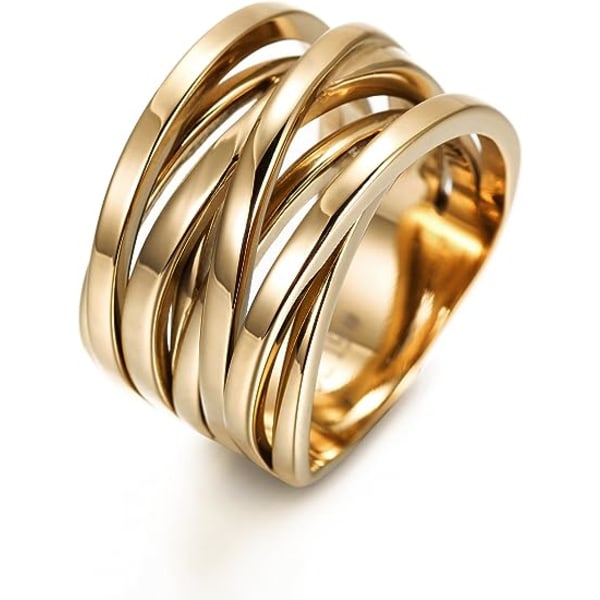 Sammanflätade ringförstärkare för kvinnor Statement Ring Silver Guld Rose Guldpläterad Ringgravyr Anpassad Personlig (6-guld)