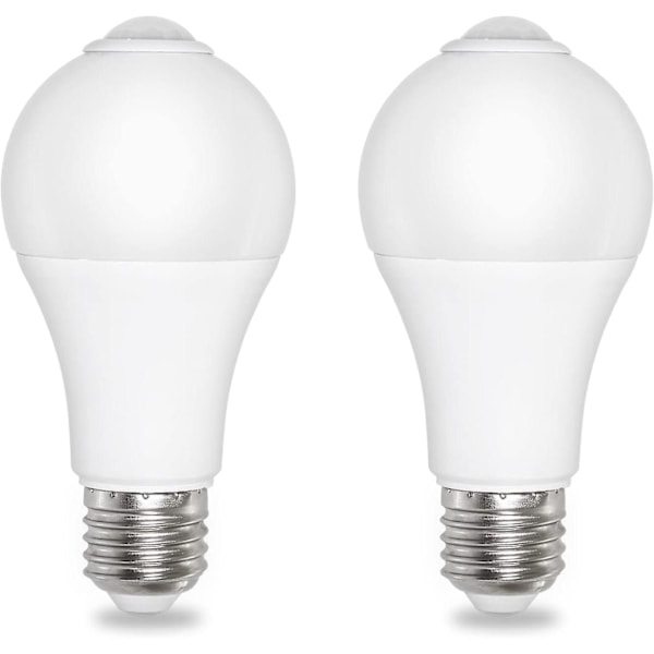 Twilight Sensor Pære E27 12W Kold Hvid 6000K 1000lm, AC 230V, 120 grader, Auto tænd/sluk, E27 Lysdetektor Pære til Indgangshave Udendørs, sæt med 2