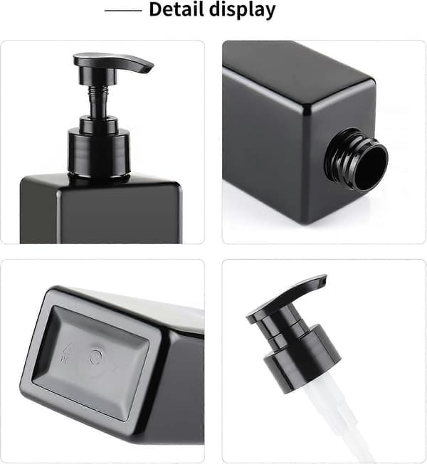 Schampodispenserflaskor Set, Svart Plastpump för Balsam och Duschkräm, 500 ml Påfyllningsbar