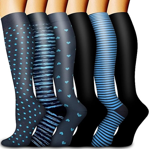 6 Pack Copper Compression Socks for Women and Men Circulation-Best Support for Medical, Running,Nursing,Athletic