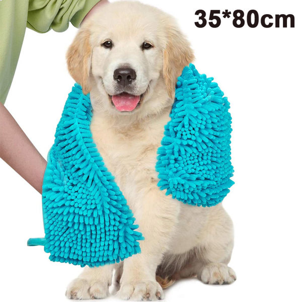 Ultra Absorbent Quick Dry Pet Bath Towels Soft Chenille Material Hand Pocket Design for Large, Medium