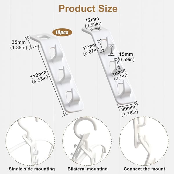 10 Pieces Space Saving Hangers, Hanger Hooks Space Saving Hangers Max Space Saving Hangers, Cascading Clothes Hooks for Wardrobe