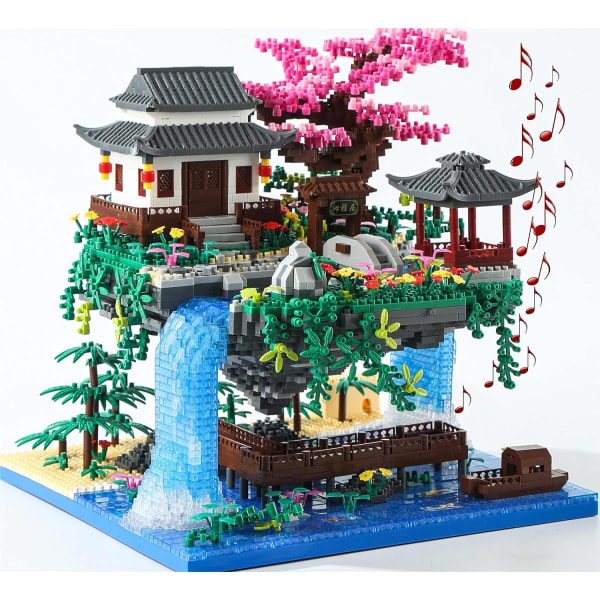 Set för körsbärsblomningsträd med presentask, originalmusik (typ: symfoni), byggsats för japanska Sakura/Bonsai House Lights (3220 st)