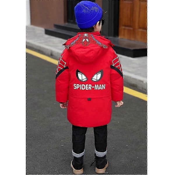 Spider-Man hettejakke for barn vinter varm kåpe 140cm (8-9 år) Rød