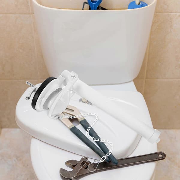 Reparationsværktøj til toiletskyl med kæde og klapventil til toiletafløbsventiler