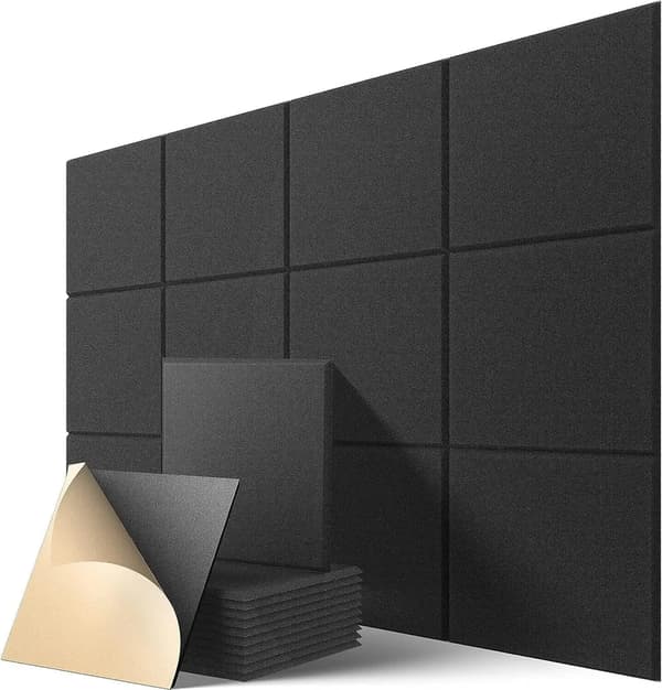 Acoustic Panel 12 Pcs Acoustic Panels Self-Adhesive, High-Density Wall Panel, 30*30cm, Black