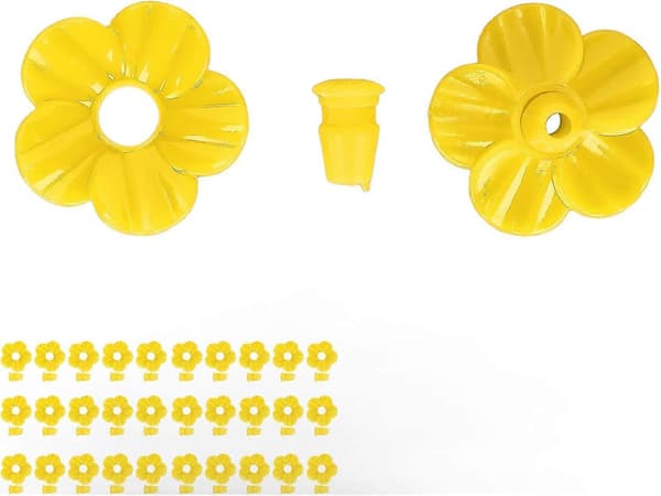 30 STK Kolibri Foderautomater Erstatningsblomster, Farverige Kolibri Foderautomat Erstatningsdele til de fleste Kolibri Foderautomater (Gul)