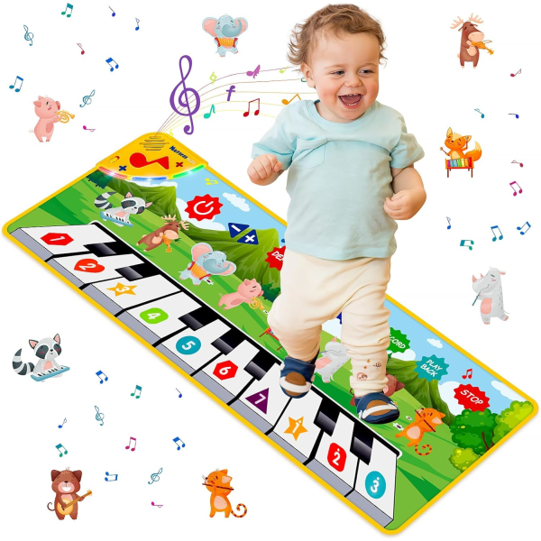 Kids Musical Piano Mats, Dance Mat Gifts Toys for 1 2 3 4 5 6 Year Old Girls Boys Kids Playmat for Toddlers Baby Learning Toys Xmas Birthday Gifts