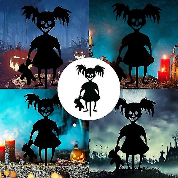 Halloween-koriste ulkokoriste, Lasten haamu metallitaide piha kyltit panokset Pelottava Halloween-koriste ulkokoristeet GIRL A