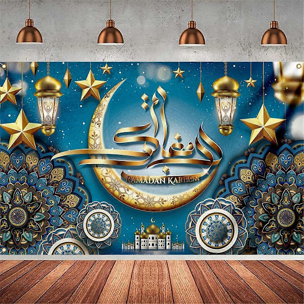 180x110cm Ramadan Festival Dekor Hengende Flagg Månerad med Lys Høytidsfest Fotografering Bakgrunn