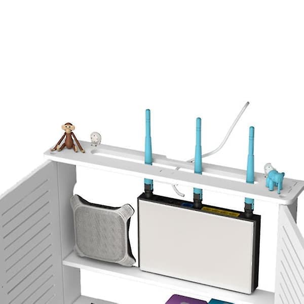 Wireless WiFi Router Box, Wooden Box, Cable and Wire Assembly, Wall-Mounted Plug Holder - Simple (White)