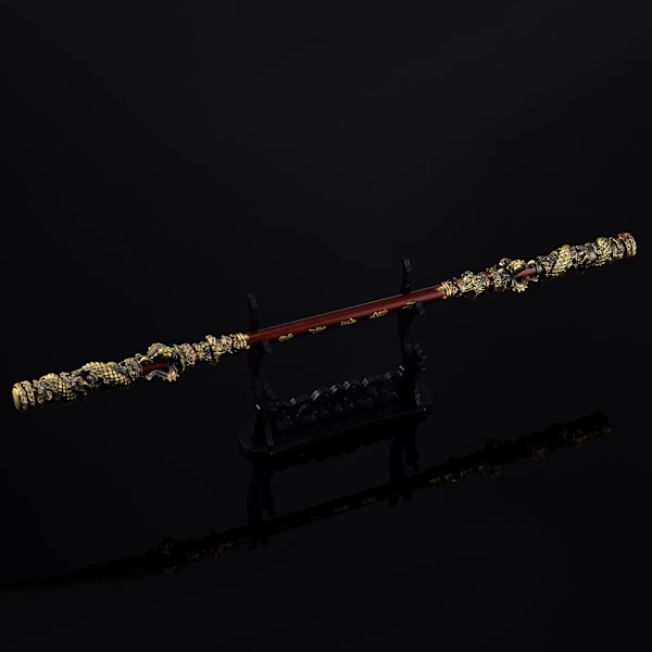 Black Myth Wukong - rundt 35CM Qi Tian Da Sheng Ruyi Golden Band Cudgel Full Metal Crafts Ornament Modeller