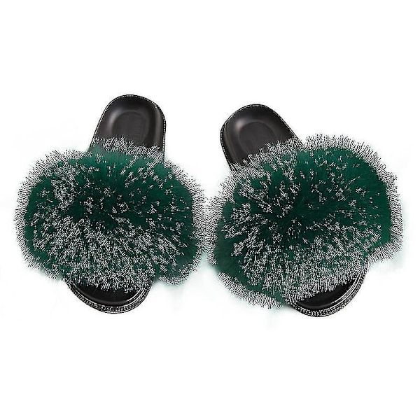 Sommar Tofflor i Fuskpäls Fluffiga Söta Plysch Damtofflor Lyxiga Charmiga Sandaler Xnr132 39