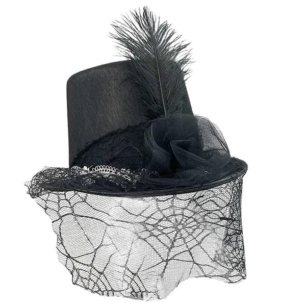 Trendy fladskyggehat med blondeblomsterslør til den moderne bærer Elegant blomsterhat til sceneshows