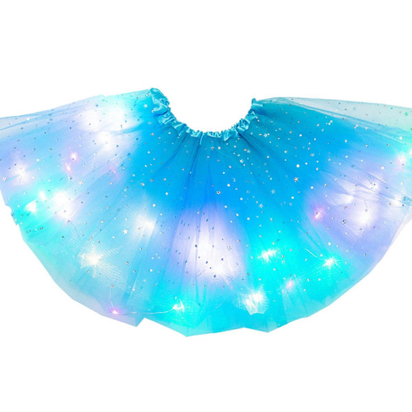 Tyllkjol Dam LED Tutu Vuxen Tonåring Tutu Fest Balett Dans Maskeraddräkt Halloween Kostym Himmelsblå