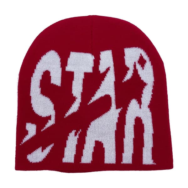 Mote Bokstav Lue for Kvinner Menn Komfortabel Strikket Lue Pullover Lue Vinter Høst Skull Cap Voksen Y2K Hodeplagg stor rød og hvit