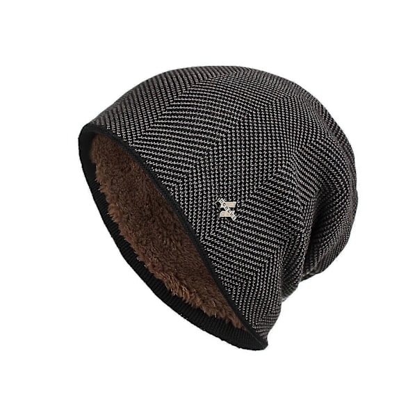 Varm vintermössa för män, stickad casual beanie i bomull och ull
