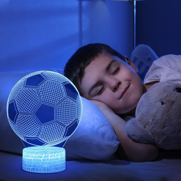 Fotbollsnattlampa, 3D LED-ljuslampa för barn, nattlampa för fotboll, födelsedagspresent, 16 färger