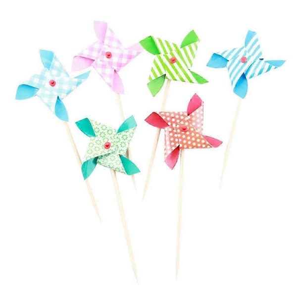Mini vindmølle kake topper tre cupcake pinner til bursdagsfest 18 stk