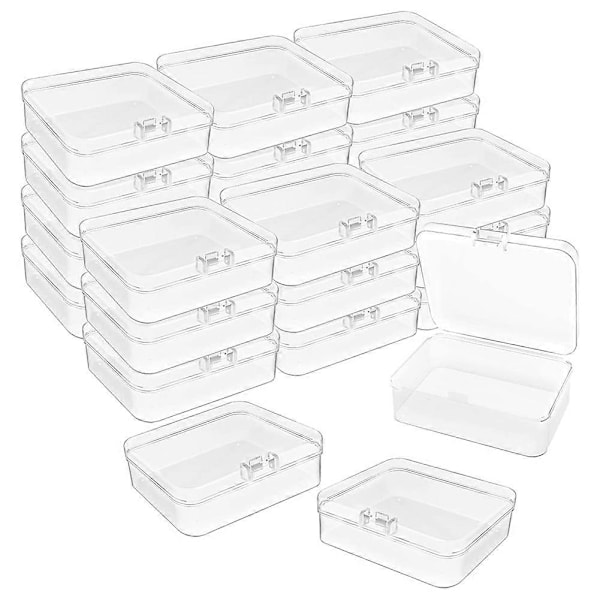 24 stk. Mini Plast Opbevaringsbeholdere, 8,4x8,4 cm Tom Hængslet Æske, til Smykker, Hardware