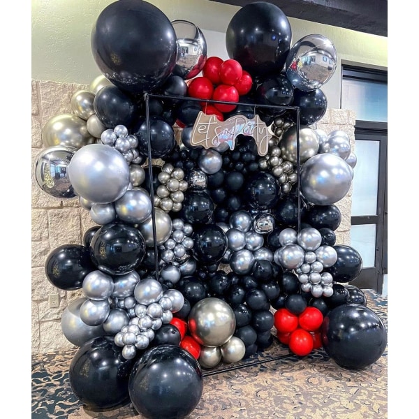 Svarta ballonger Latex festballonger - 100 pack 12 tum runda heliumballonger för svart tema